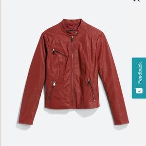 Andrew Marc New York faux red leather jacket.